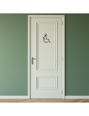 A FINIR-Pictogramme découpé au laser : Homme ou femme dans un fauteuil roulant (PMR)