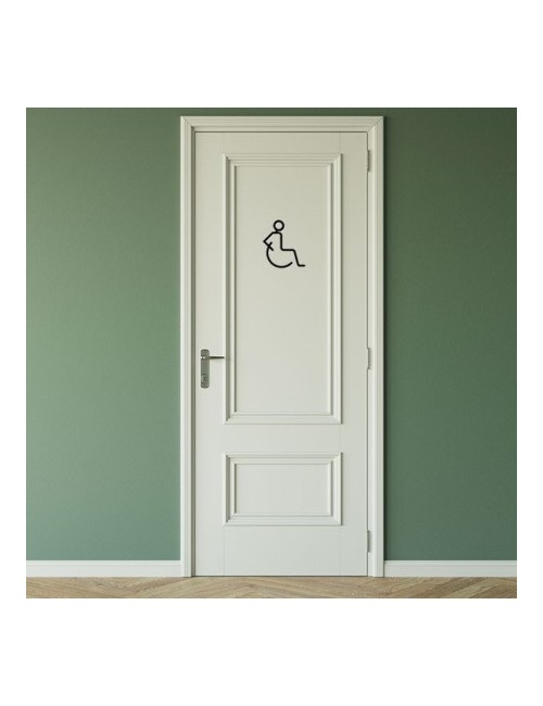 A FINIR-Pictogramme découpé au laser : Homme ou femme dans un fauteuil roulant (PMR)